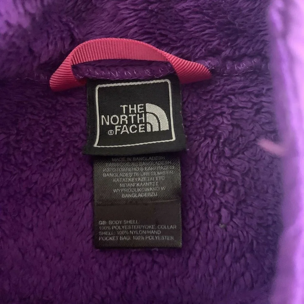 North Face Purple Fleece Jacket Girls Size Large  (14-16) Full Zip, Pockets